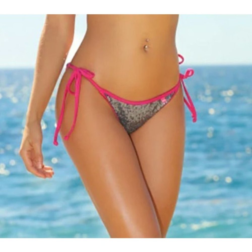 Doll Swimwear Silver Sequin Bikini Bottom Size Medium